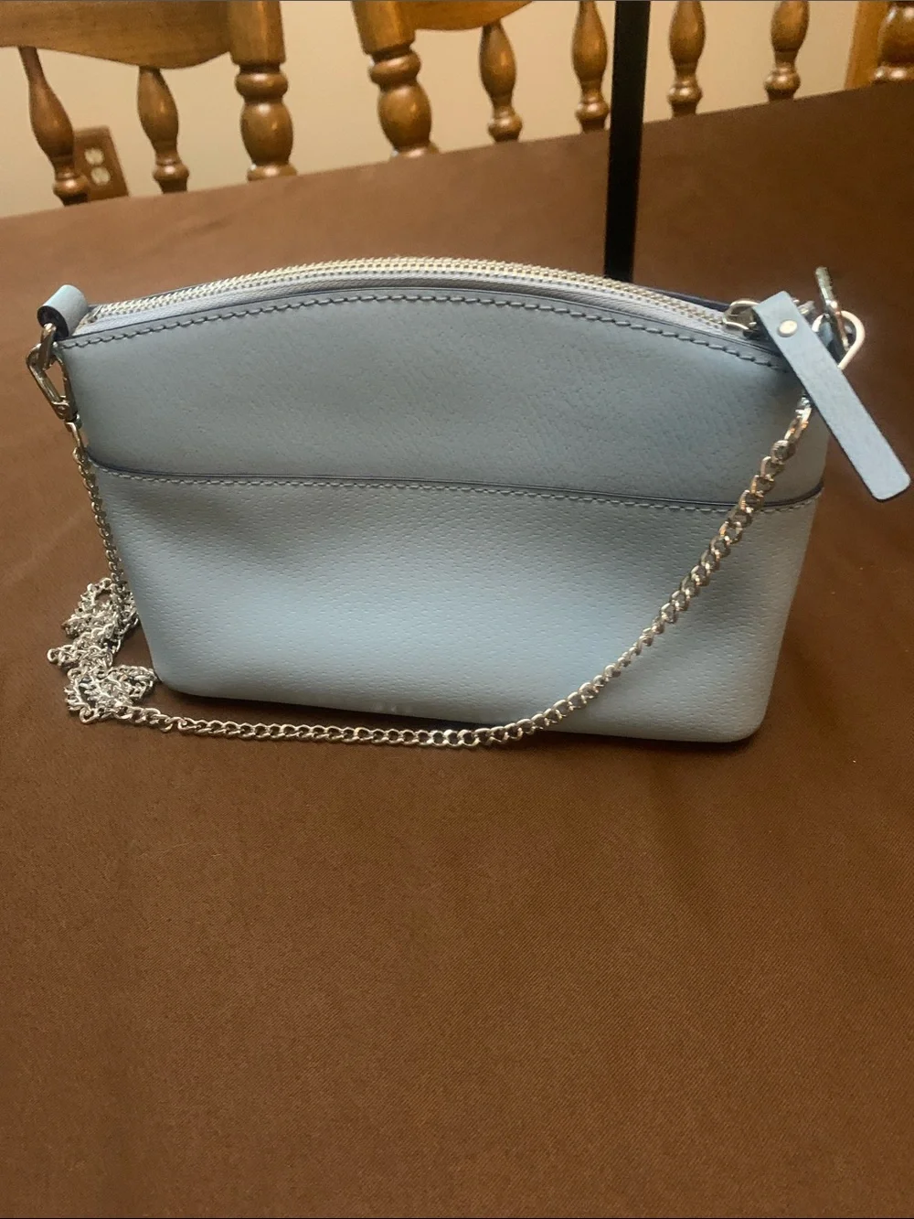 kate spade Light Blue Pebbled Leather Chain Crossbody